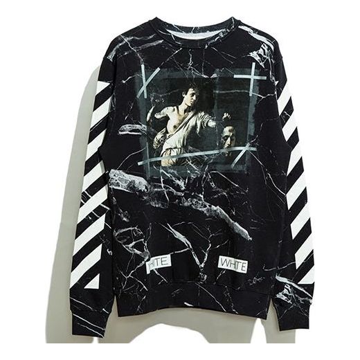 Men's Off-White Marble Pullover Black OMBA003S160940139988