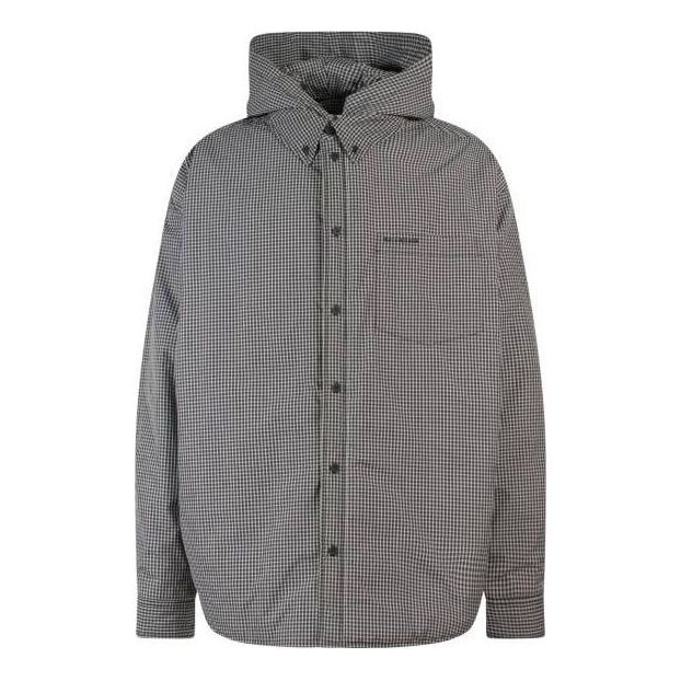 Balenciaga Plaid Padded Jacket-Shirt 'Black White' 735662TNO781070