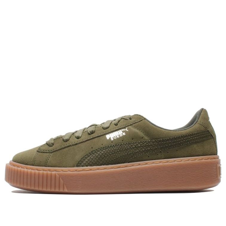 (WMNS) PUMA Suede Platform Olive Green 365109-03