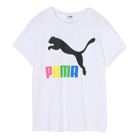 (WMNS) PUMA Classics Logo Tee Large Logo Round Neck White 596512-92