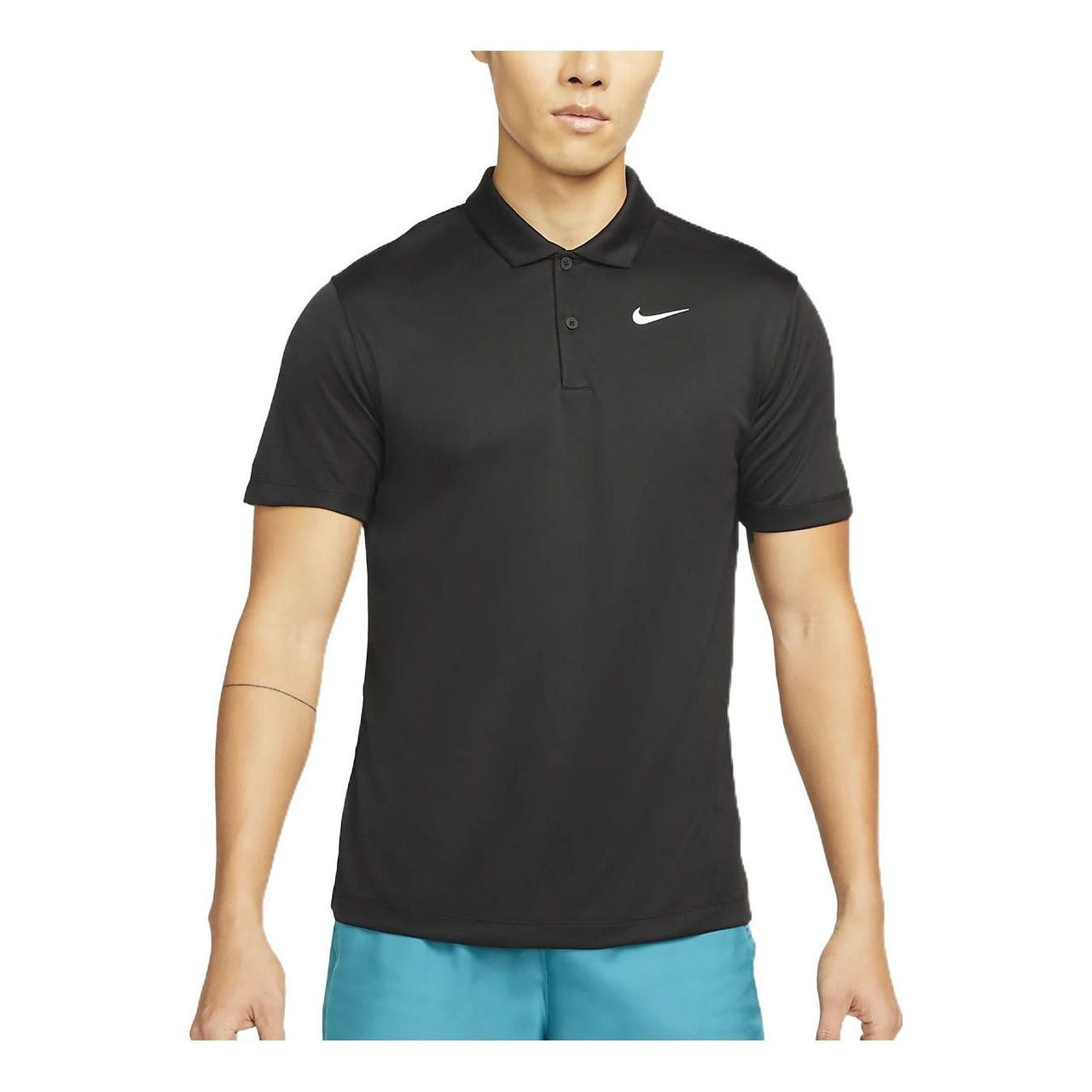 Men's Nike Solid Color Buckle Short Sleeve polo Black Polo Shirt DH0858-010