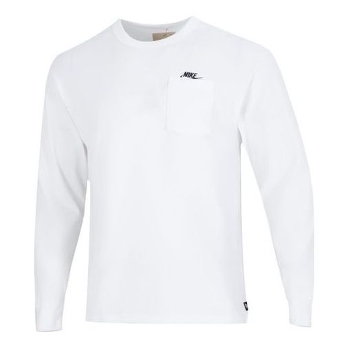 Men's Nike Solid Color Alphabet Logo Athleisure Casual Sports Round Neck Long Sleeves Autumn White T-Shirt DR7930-100