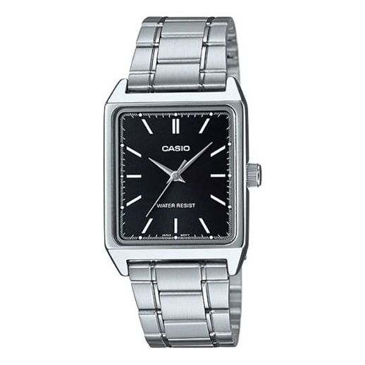 CASIO Square Stainless Steel Band Stainless Steel Strap Black Analog LTP-V007D-1E