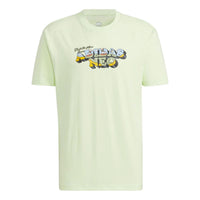 Men's adidas neo Cartoon Logo Printing Sports Short Sleeve Acid Green T-Shirt HC9662