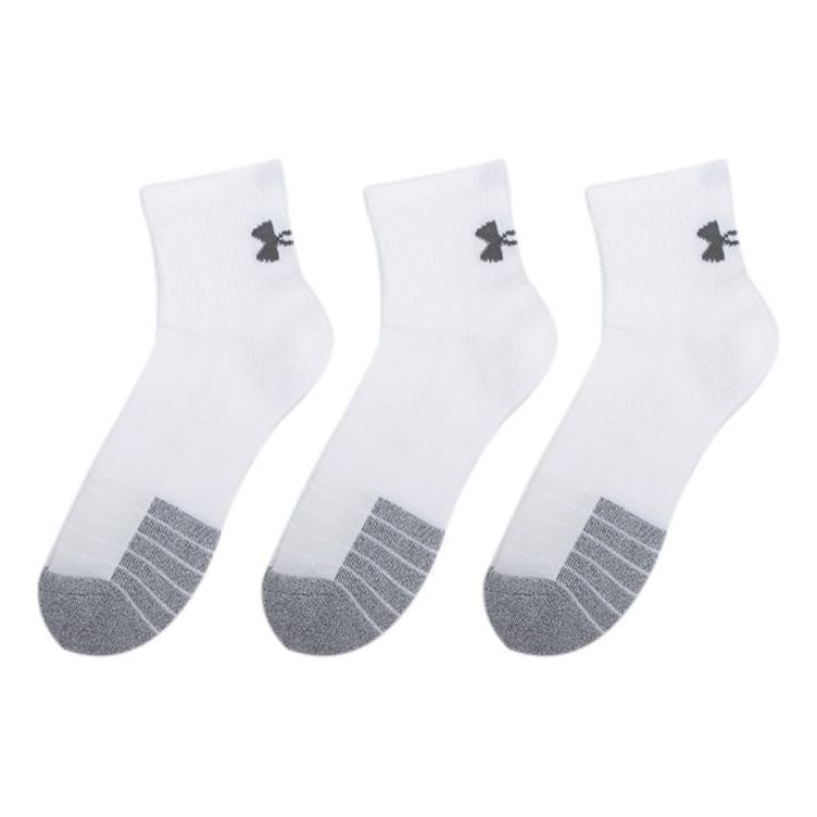 Under Armour HeatGear Quarter Socks 3-Pack 'White Grey' 1353262-100