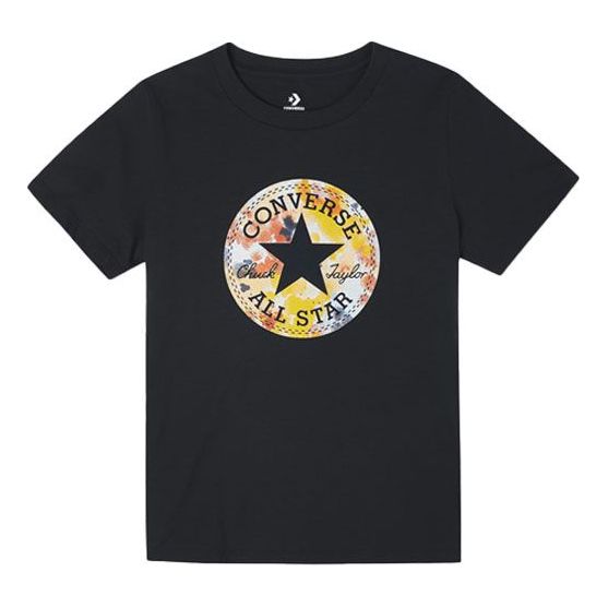 (WMNS) Converse Washed Bloom Printing Casual Short Sleeve Black 10022176-A02
