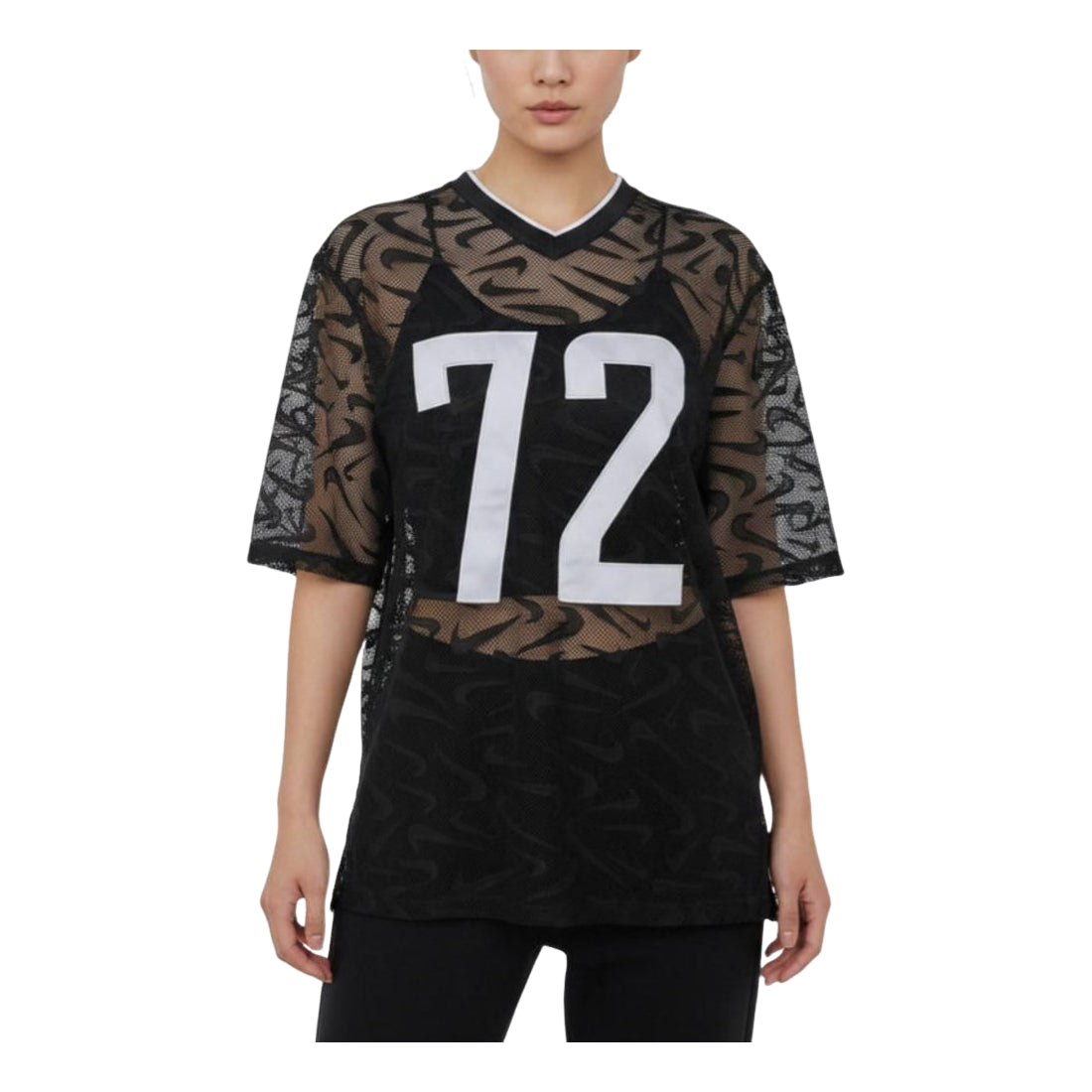 (WMNS) Nike Sportswear Chill Lace Oversized Jersey Asia Sizing 'Black White' IM8388-010