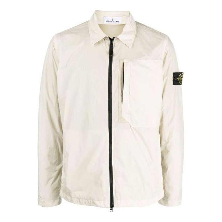 STONE ISLAND Compass Patch Collared Zip Up Jacket 'Plaster' 791510723-V0097