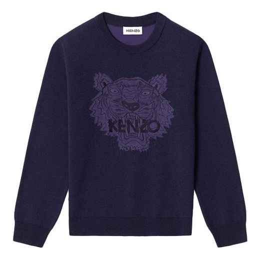 (WMNS) KENZO SS21 Tiger Embroidered Long Sleeves Pullover Hoodie Navy Blue FB52PU5843XA-76