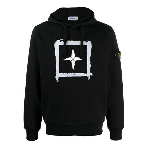 STONE ISLAND Box Print Pullover Hoodie 'Black' 741565894-V0029