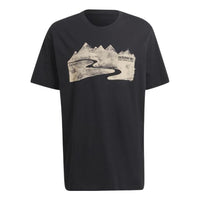 adidas originals Printing Round Neck Pullover Sports Short Sleeve Black HF4770
