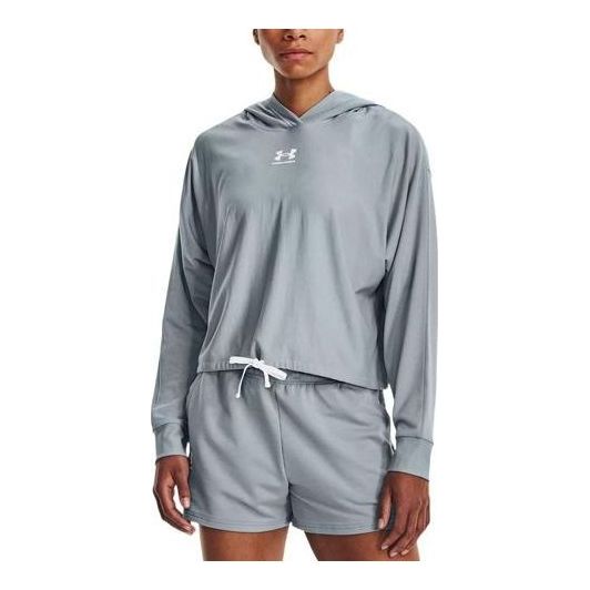 (WMNS) Under Armour Rival Terry Oversized Hoodie 'Blue Grey' 1376992-465