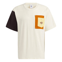 adidas originals Series Contrast Color Stitching Pocket Round Neck Short Sleeve Creamy White T-Shirt HC0343