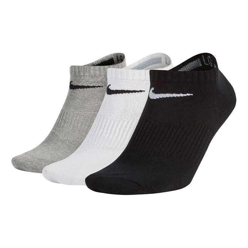Nike Logo Pattern Casual Sports Socks 3 Pairs Gray / White / Black SX4705-901