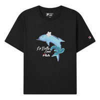 (WMNS) FILA Dolphin Printing Casual Sports Short Sleeve Black F51W128107F-BK