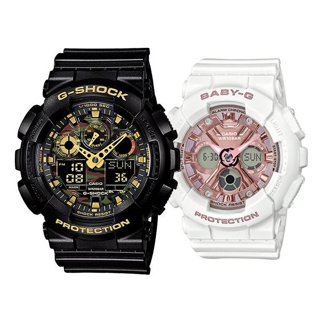 CASIO Baby-G 'Black & White' GA-100CF-1A9&BA-130-7A1PRL