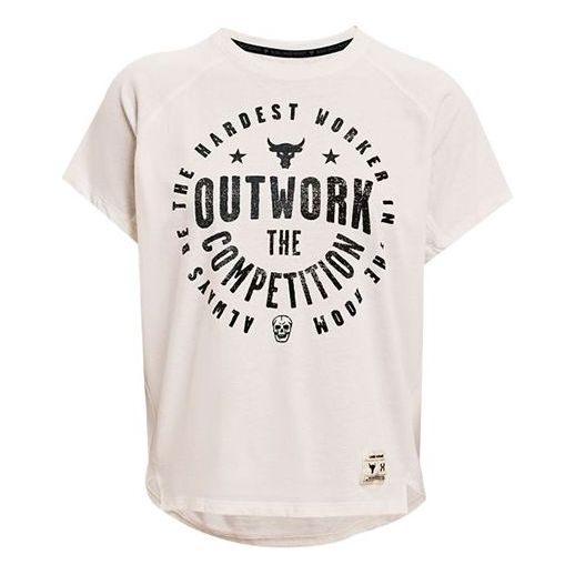 (WMNS) Under Armour Project Rock Outwork Printing White 1361062-112