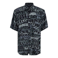 Balenciaga 'Mixed Typo' Logo Print Short Sleeve Shirt 'Black Grey' 556854TELF21269