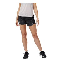 (WMNS) New Balance Logo Marathon Running Shorts 'Black Silver' WS31255MBK