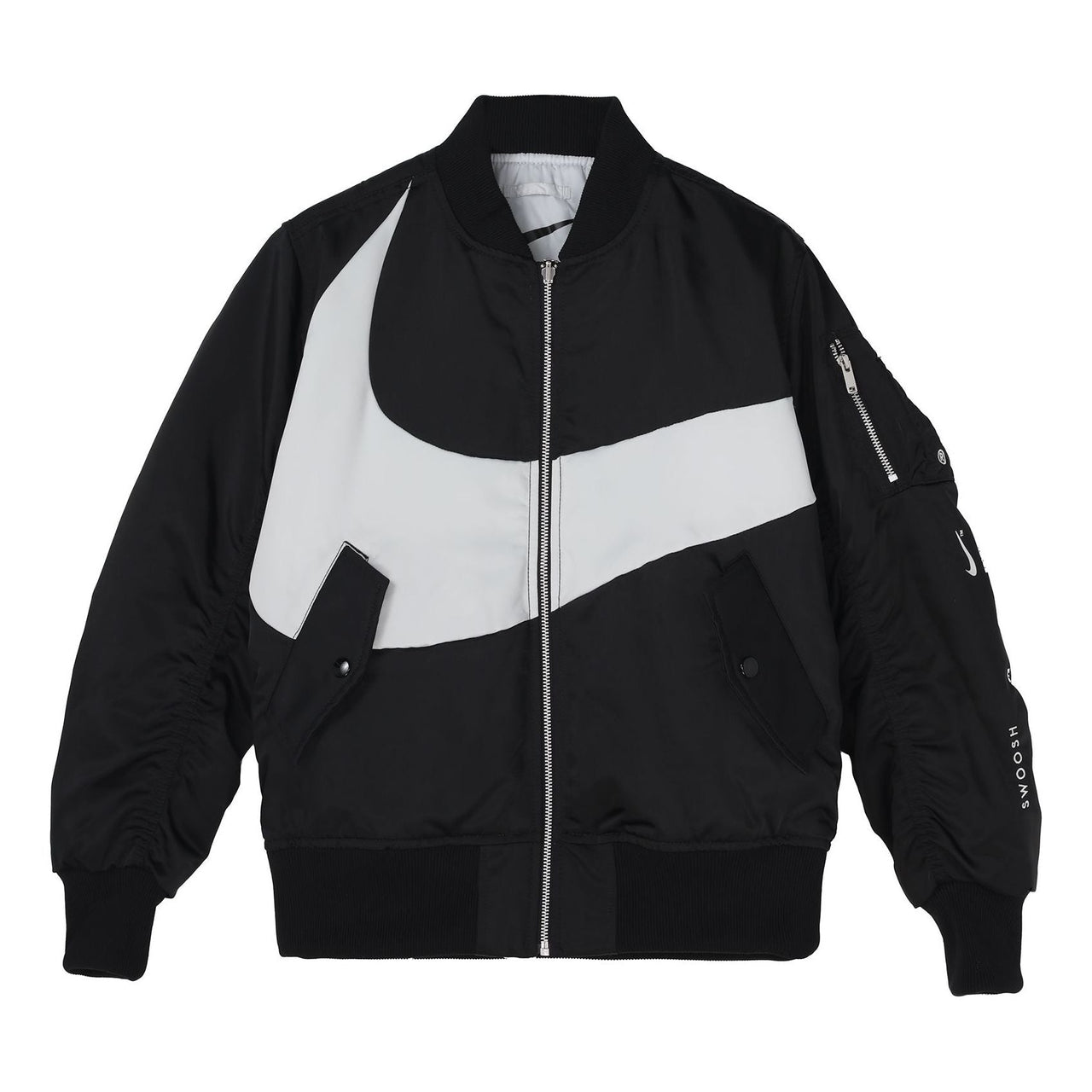 Men's Nike Sportswear Swoosh Therma-FIT Contrasting Colors Large Logo Reversible Loose Aviator Padded Jacket Black DD6056-010