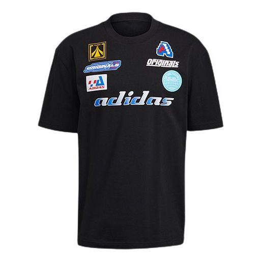 adidas originals MENS TGP SS Moto Cross-country Printed Sports Short Sleeve Black HA4743