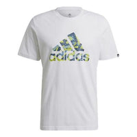 adidas Rubber Strap Logo Printing Sports Round Neck Short Sleeve White GL3700