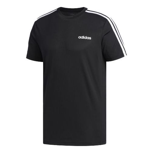 adidas Stripe Logo Alphabet Short Sleeve Black FL0349