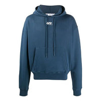 Off-White Logo Applique Hooded Sweater Men's Blue OMBB037F20FLE0074901