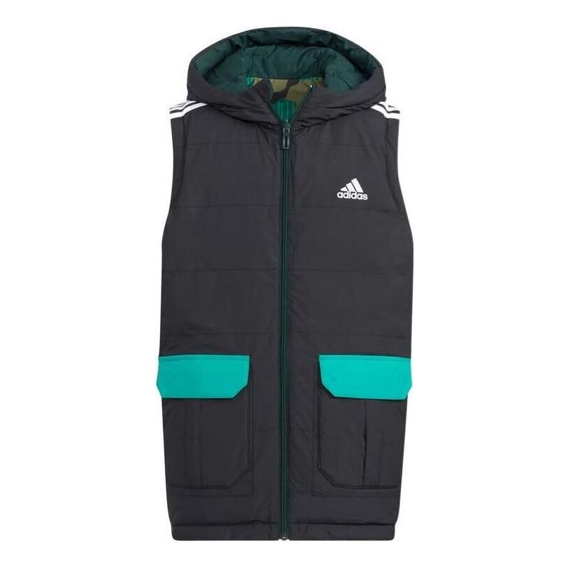 (GS) adidas Reversible Down Vest 'Black Green' HY0565