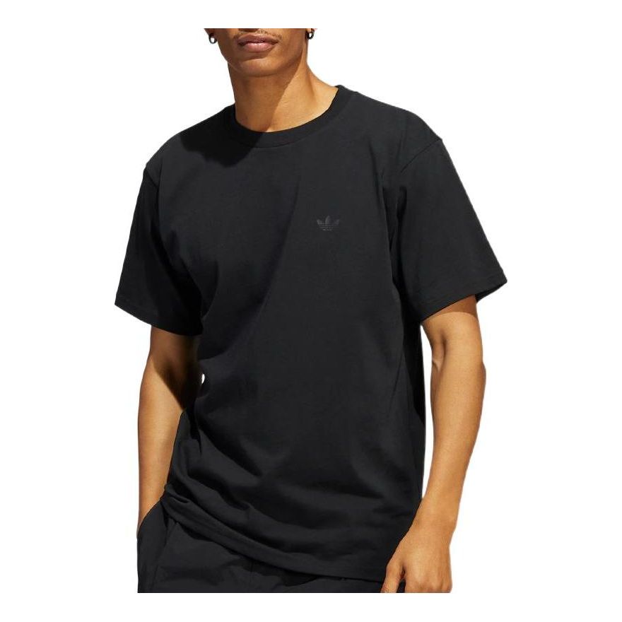 adidas originals Back Brand Logo Printing Casual Sports Short Sleeve Couple Style Black HC0169