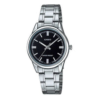 CASIO Dress Series Black Waterproof Quartz 34mm 28.2mm Stainless Steel Strap Watch LTP-V005D-1A