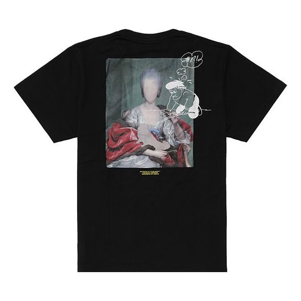Off-White Back Photo Printing Short Sleeve Loose Fit Black OMAA038E191850051088