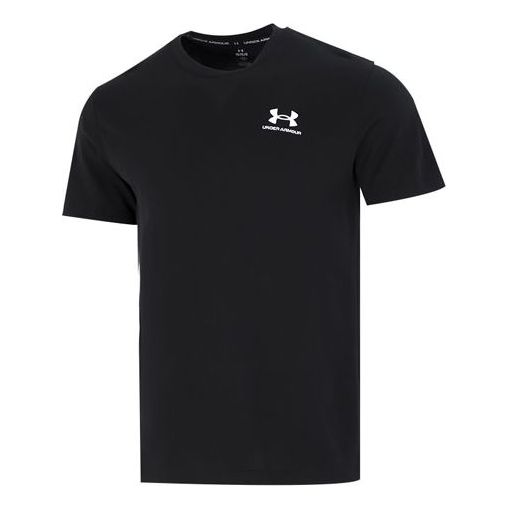 Under Armour Logo Embroidered Heavyweight Short Sleeve T-shirt 'Black White' 1373997-001