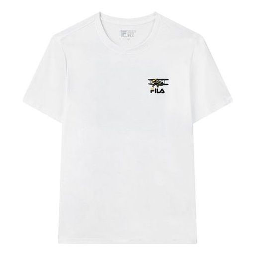 FILA Funny Logo Printing Sports Round Neck Short Sleeve White F11M138151F-WT