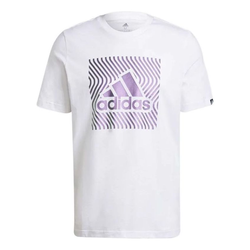 Men's adidas Chest Logo Printing Round Neck Short Sleeve White T-Shirt GS6279