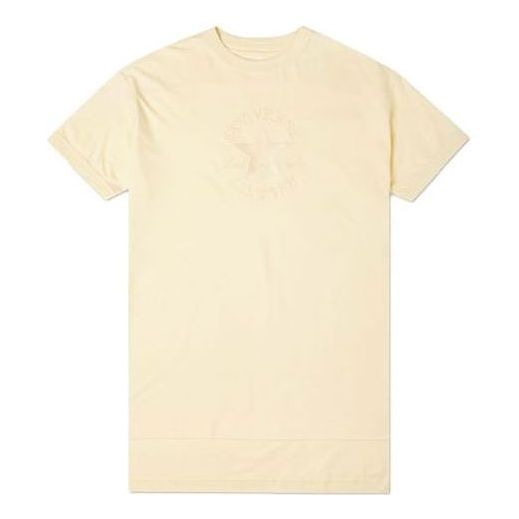 Converse Logo Embroidered Loose Casual mid-length Short Sleeve 'Light Yellow' 10021721-A01