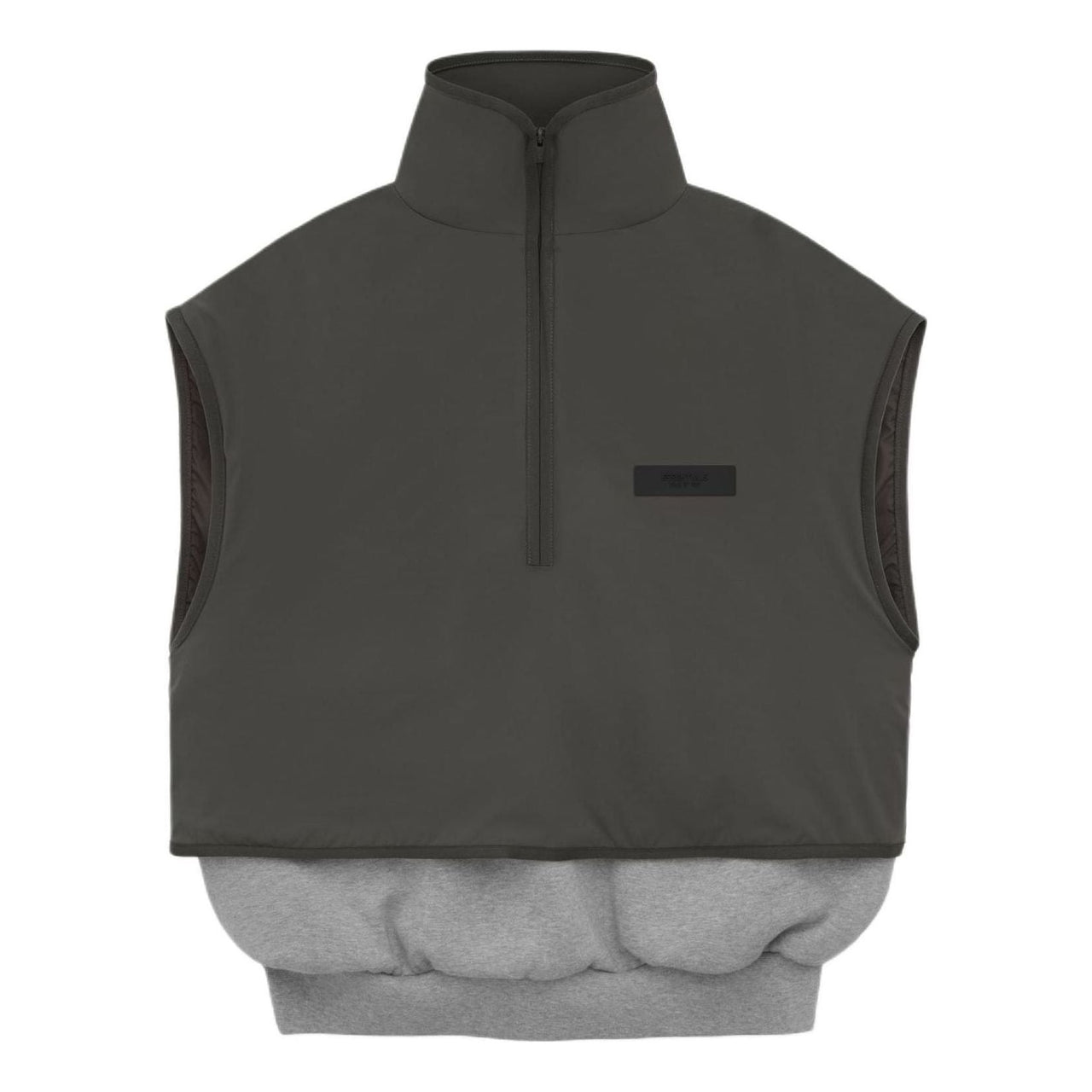 Fear of God Essentials SS24 Nylon Fleece Mockneck Vest 'Dark Heather Oatmeal Ink' 202SP244293F