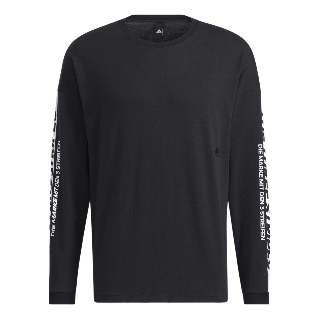 Men's adidas Sleeve Alphabet Pattern Round Neck Pullover Black HD0083