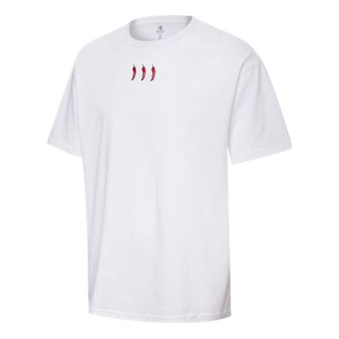 Men's Converse Small Embroidered Casual Sports Short Sleeve White 10020857-A01