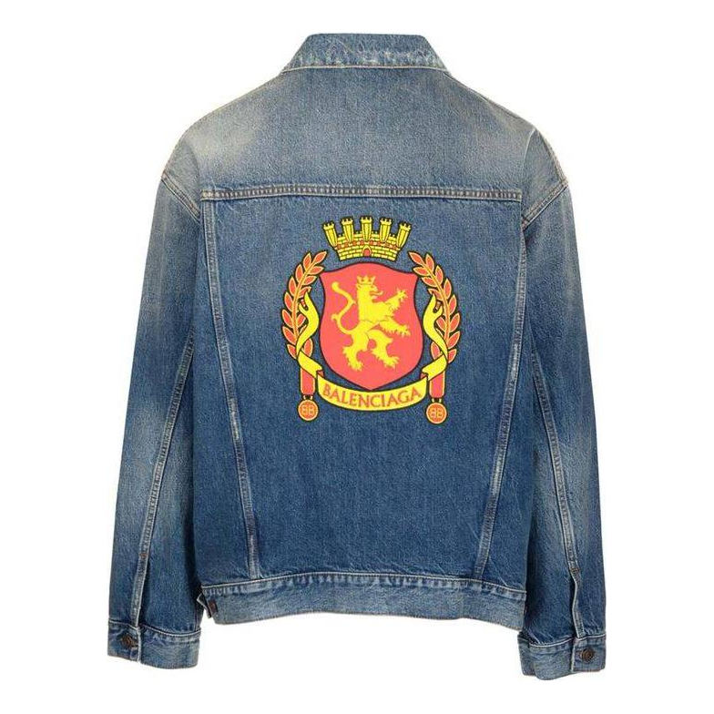 Balenciaga Back Emblem Patch Denim Jacket 'Blue' 697781TBP484455