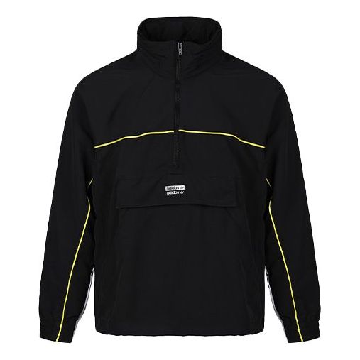 adidas originals Stand Collar Pullover Sports Jacket Black FM2272