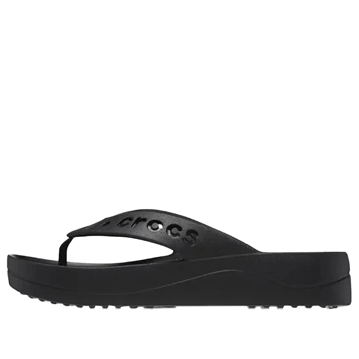 (WMNS) Crocs Baya Platform Cut Out Detail Flip Flops 'Black' 208395-001