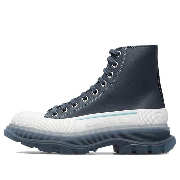 (WMNS) Alexander McQueen Tread Slick Lace-Up Boots 'Navy White' 702041WHZ6D1137