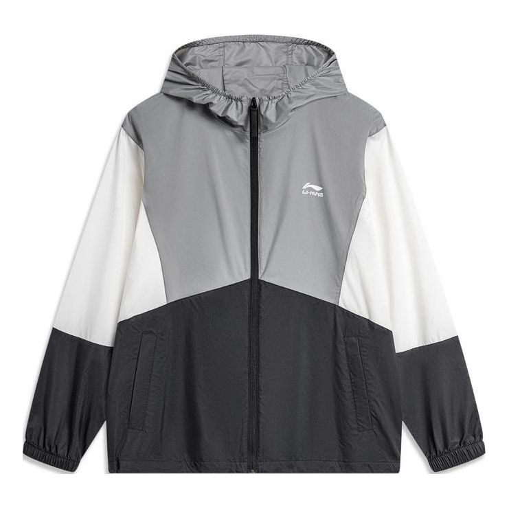 Li-Ning Color Block Windbreaker 'White Grey Black' AFDU363-1