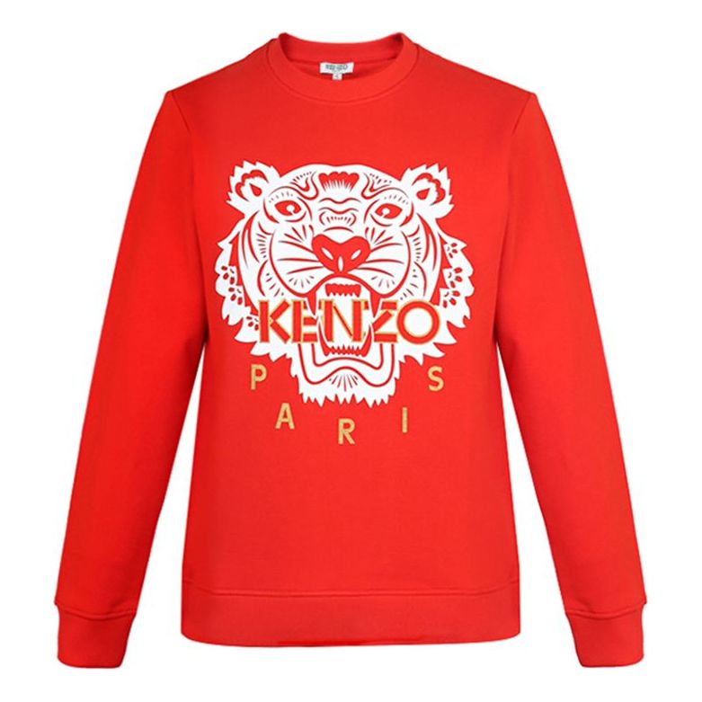 Men's KENZO Tiger Head Pattern Long Sleeves Pullover Red FA55SW1264Z5-21