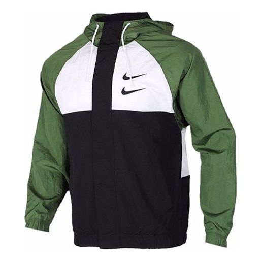 Nike Swoosh Windproof Sports Woven Hooded Jacket Men's Green DJ9647-010