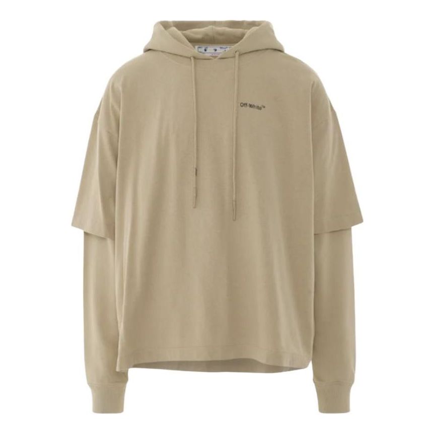 Off-White Caravaggio Arrow Double Hooded T-Shirt 'Dark Sand' OMBB098S22FLE0021710
