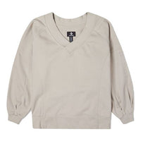 (WMNS) Converse Solid Color Loose Knit V Neck Beige Hoodie 10022959-A05