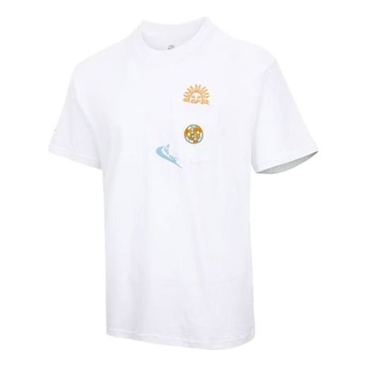 Men's Nike Cartoon Pattern Printing Round Neck Short Sleeve White T-Shirt DR7967-100