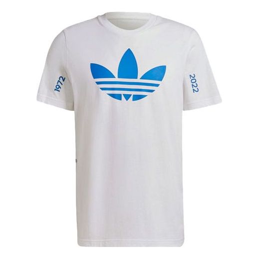 adidas originals Trefoil C Tee1 Printing Round Neck Short Sleeve White HC7167